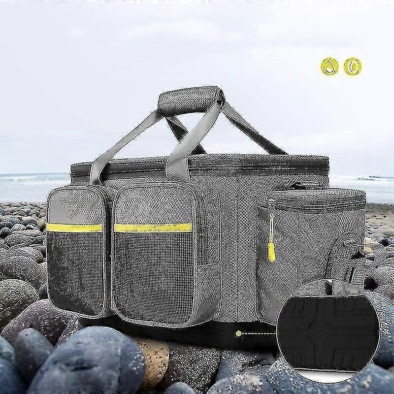 Tackle Bag, vanntett polyester fiskeutstyr oppbevaring skulderveske, polstrede stropper og sklisikre bas