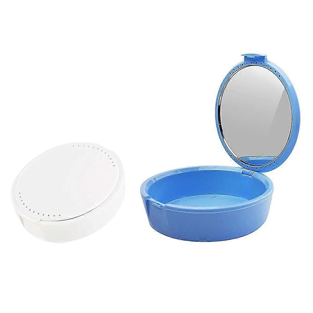 Braces Storage Box Portable Fake Tooth Storage Box Set 2Pcs with Mirror