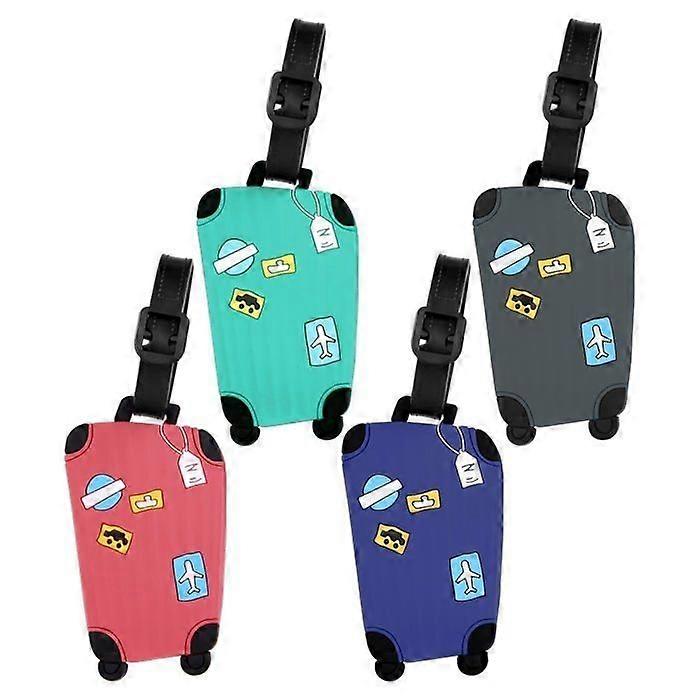 Silicone Luggage Tags, 4Pcs Handbag Tags, Suitcase Tags, Prevent Loss, Box Shape