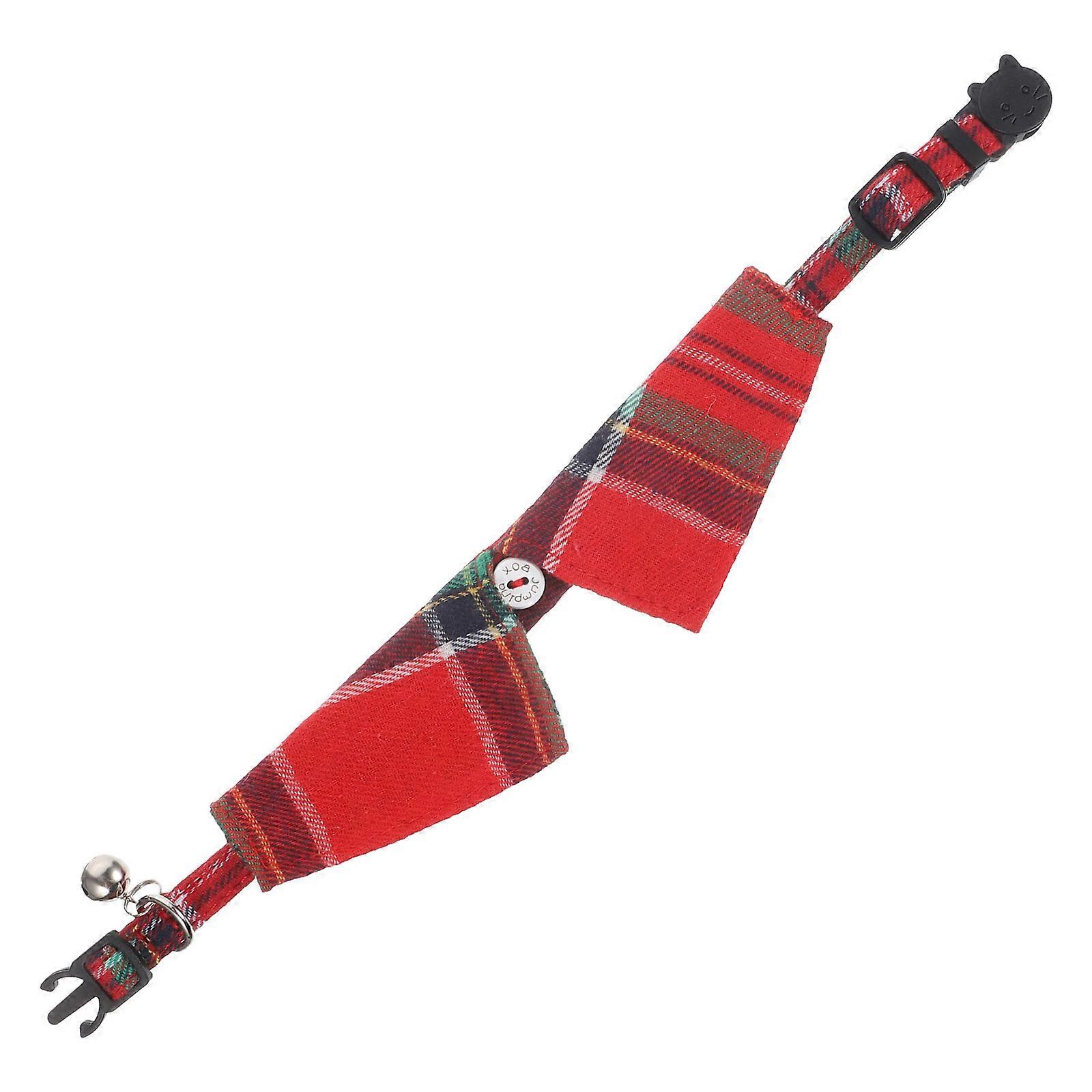 Red Adjustable Cloth Cat Collar with Bell for Pet Use Stylish and Comfortable Fits Most Kittens and Cats