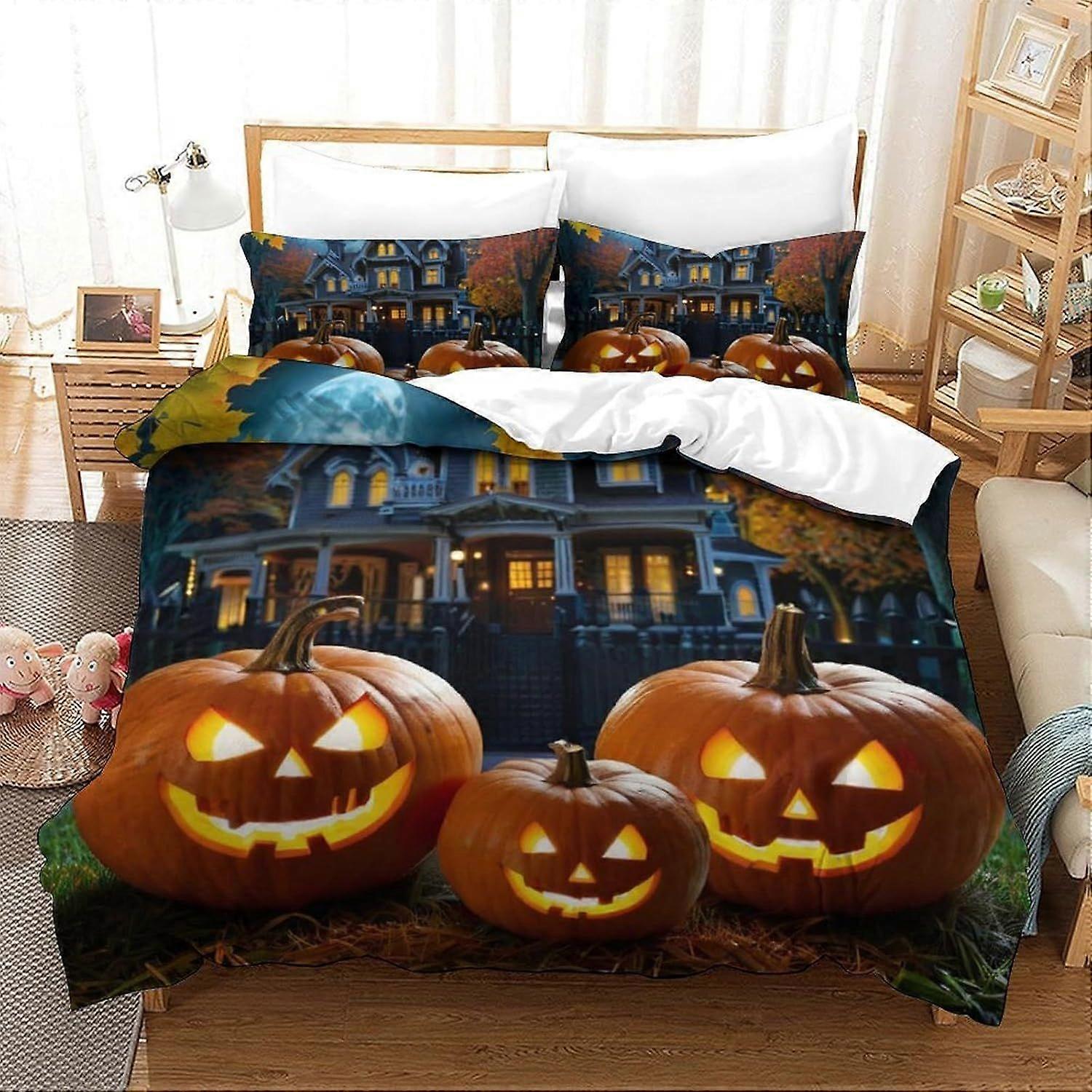 Yingd Pumpkin Duvet Cover 3 PCS Hotel Quality Quilt Cover Bedding Bed Covers with Pillowcases with Z