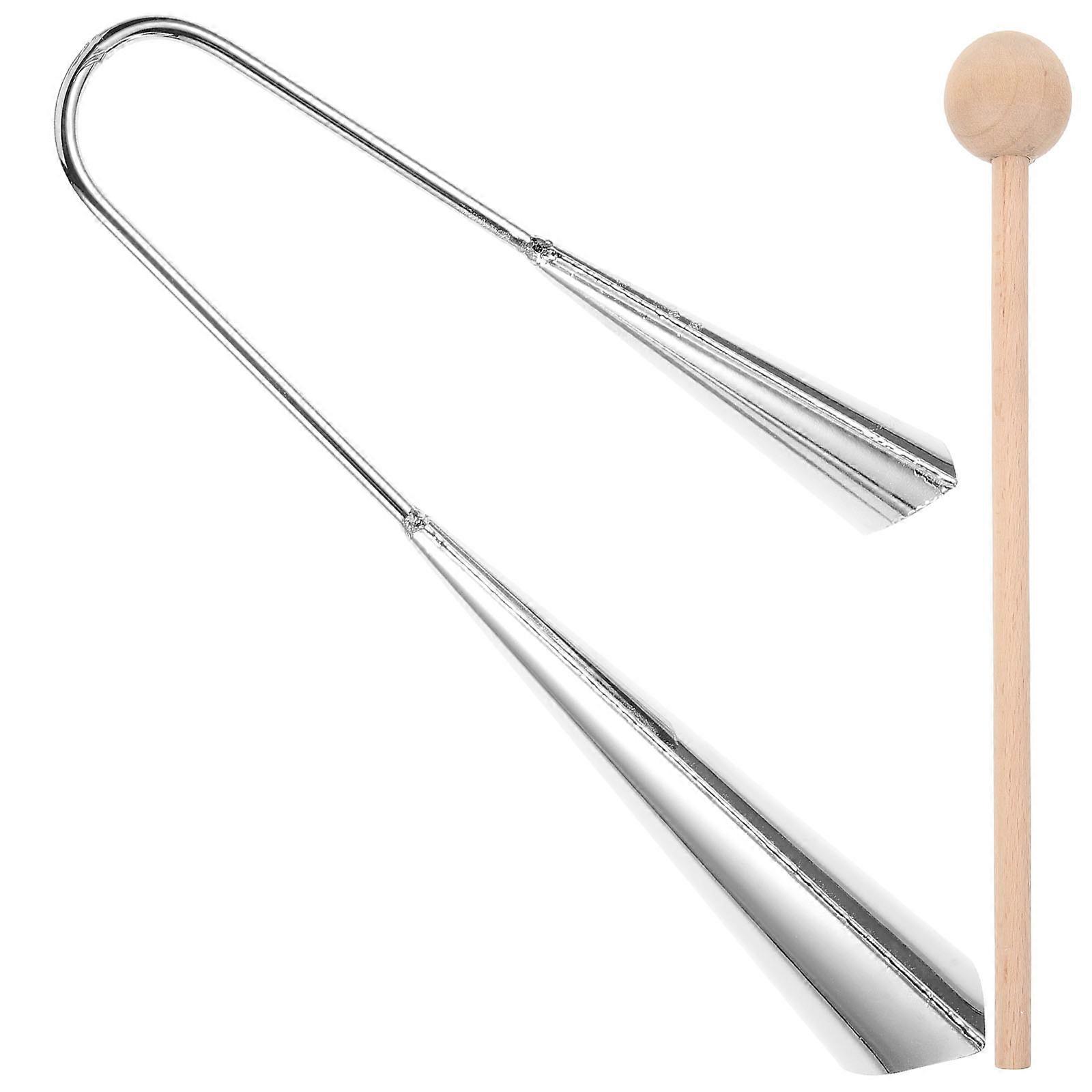 Silver Metal Cowbell Musical Instrument for Practice 3Pcs with Mallet Stick