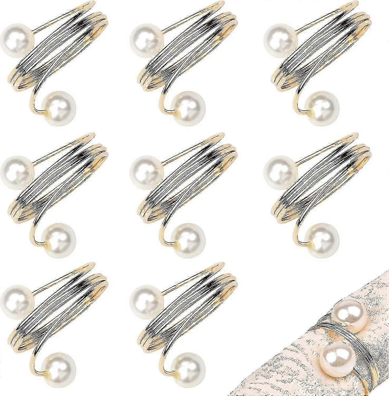 Pack Of 8 Pearl Napkin Rings For Holiday Dinners