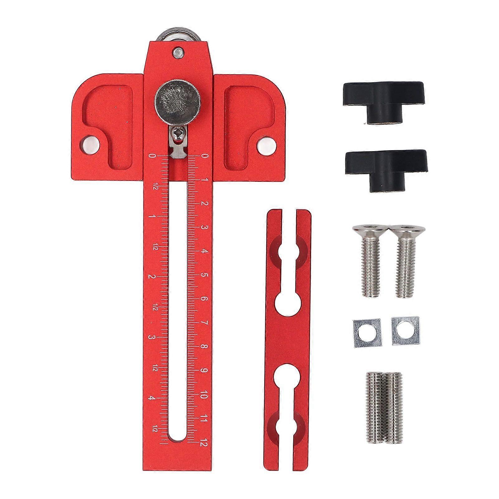 Table Saw Jig Guide with Roller Dual Scale Woodworking Thin Ripping Guide Locator Fits for 3/4x3/8 3/8x1/4 Inch T Slot