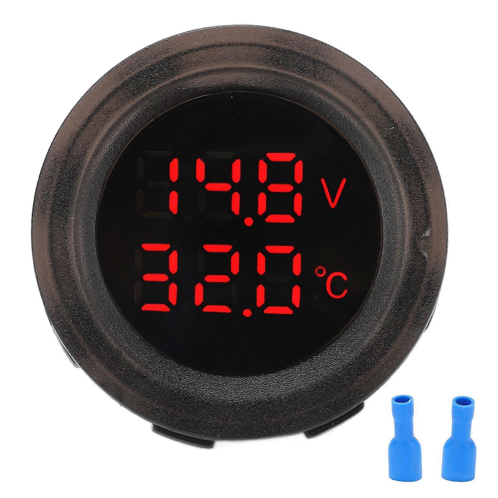 Dual Display Temperature Voltmeter Clear Stable Display Waterproof Simple Installation Car Thermometer Detector