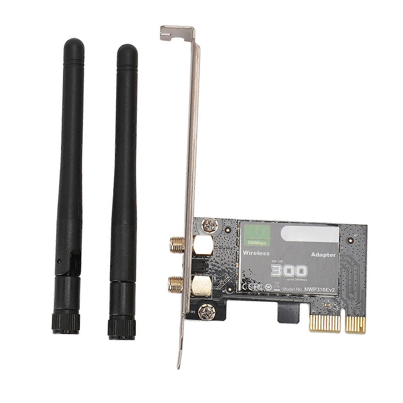 Wireless PCIE WiFi Adapter 300Mbps 2.4GHz High Performance Computer Network Card with 2 Antenna for WINS 7 8 10 11