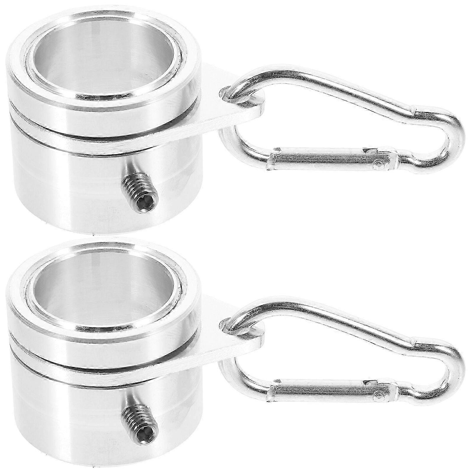 2 Pack Metal Flagpole Rings with Rotating Clips for 1 Inch Flag Mounting