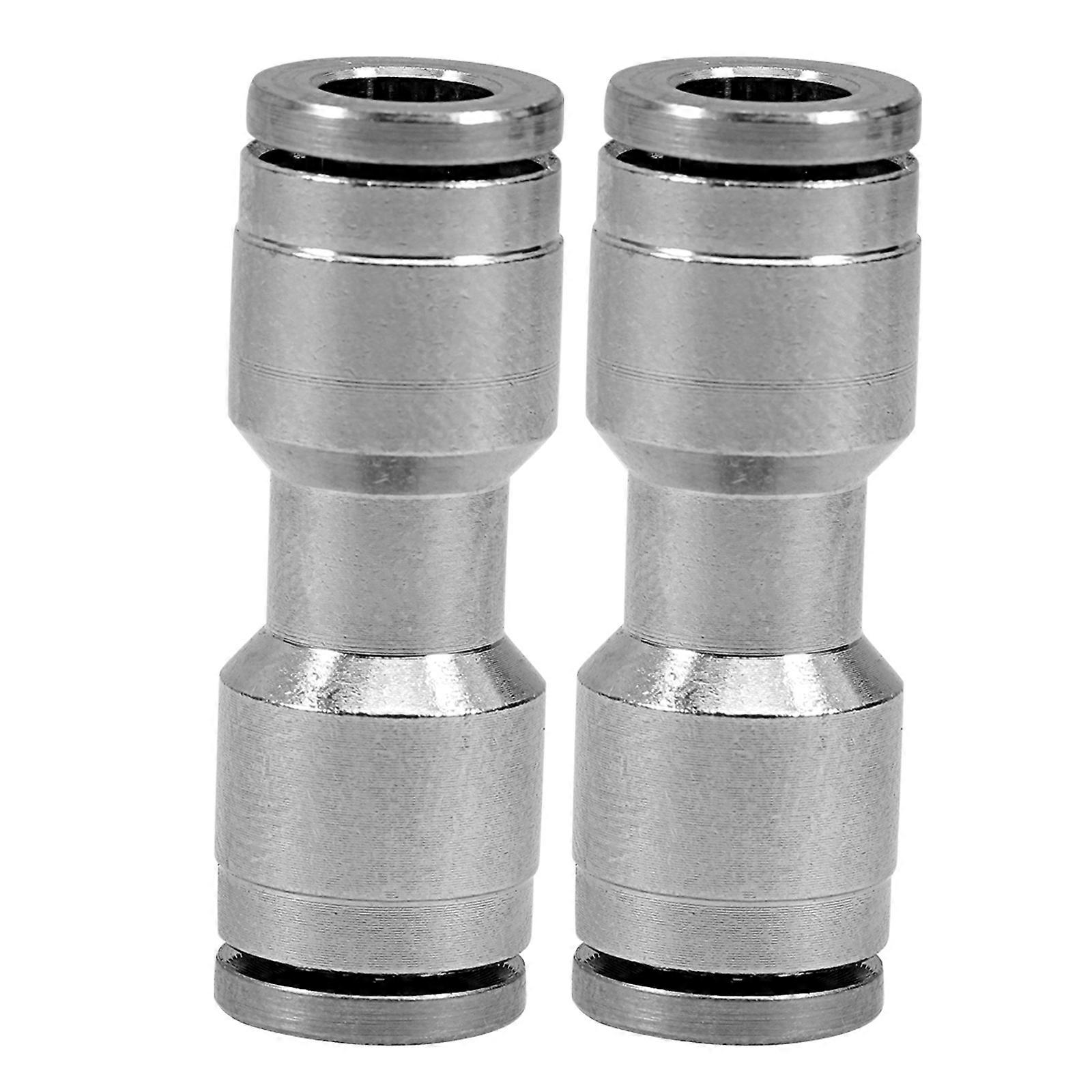 Active Connector Push to Connect Fittings 2Pcs Silver Pneumatic