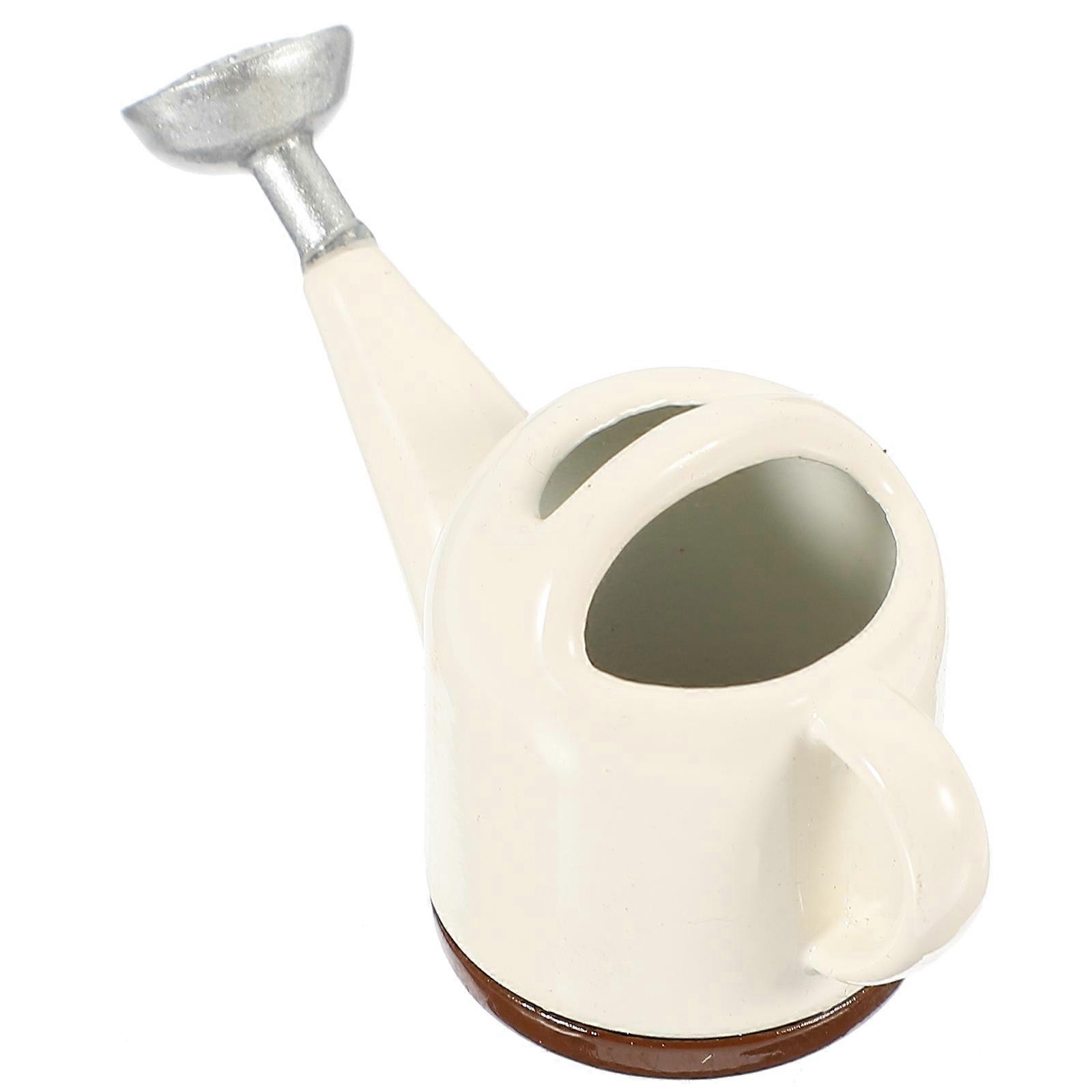 White Miniature Watering Kettle for Decor Made of Alloy