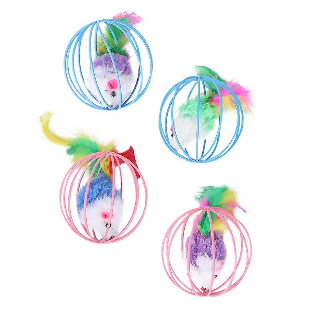 Hunting Instinct Activation Rat Accessories For Indoor Playtime Assorted Color 4Pcs Plush Mouse
