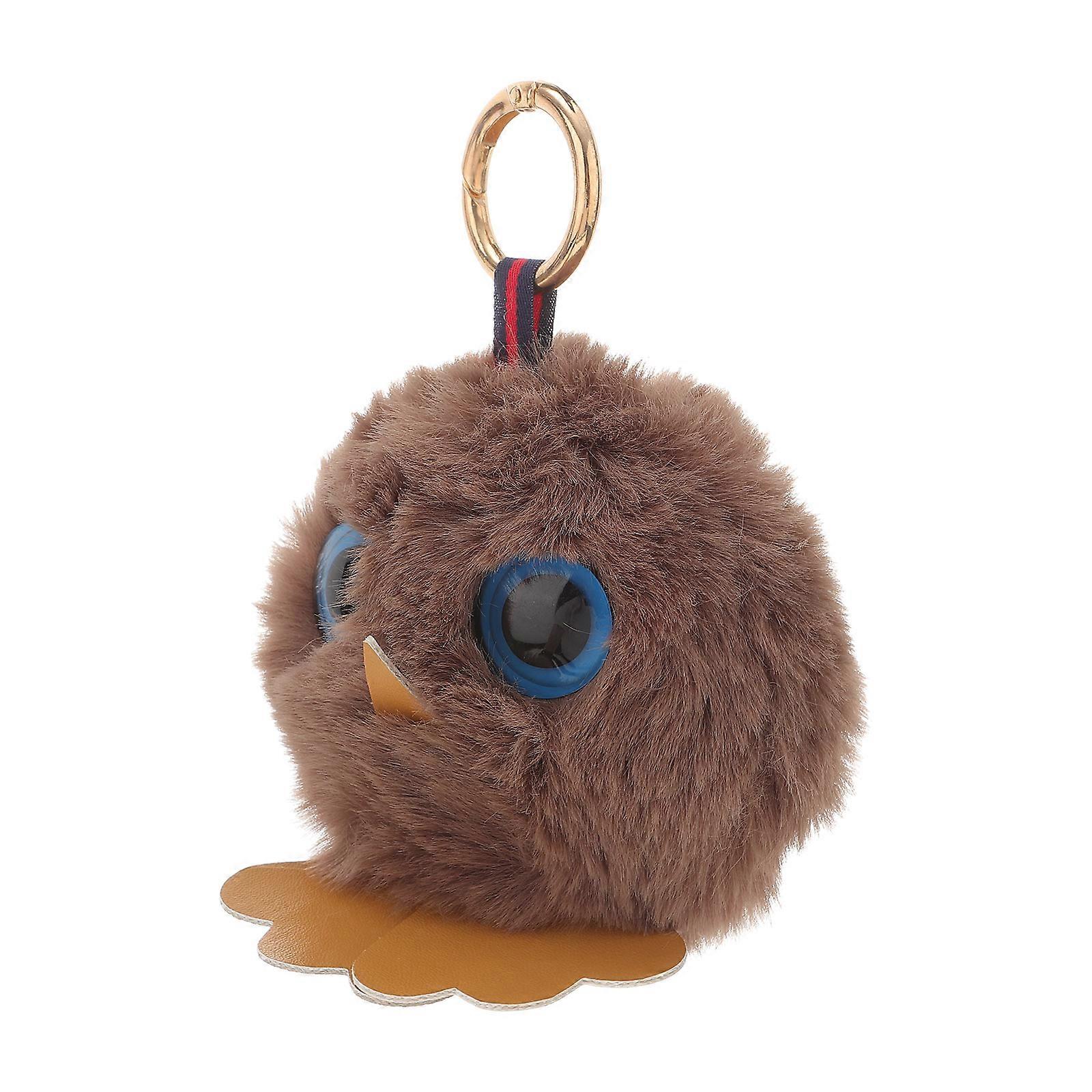 Owl Hairball Keychain Unique Key Ring for Decoration Use Coffee Color