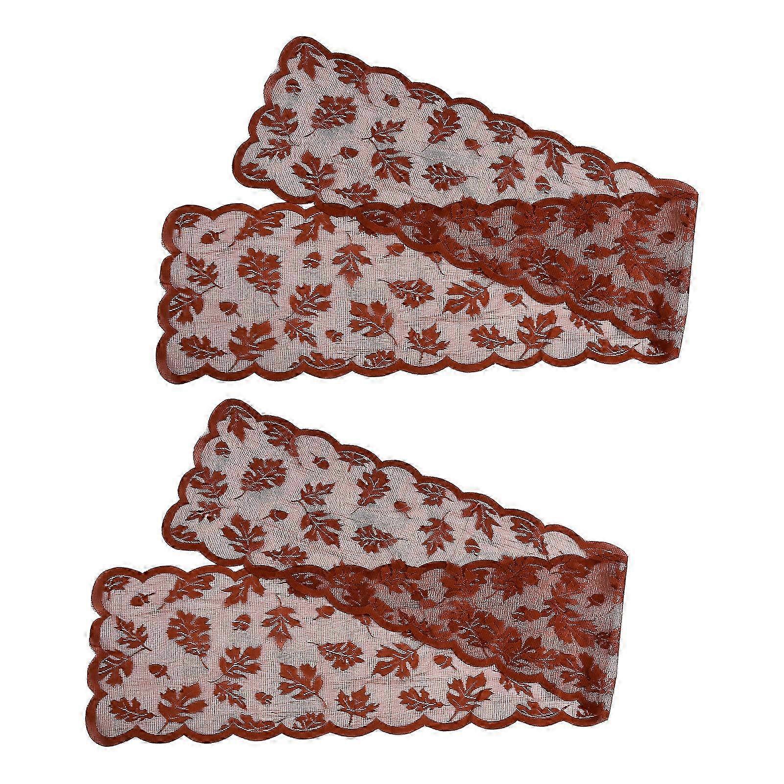 2025 2pcs Fall Table Runner Maple Leaf Pattern Rust Red Elegant Style Home Decoration for Thanksgiving Parties