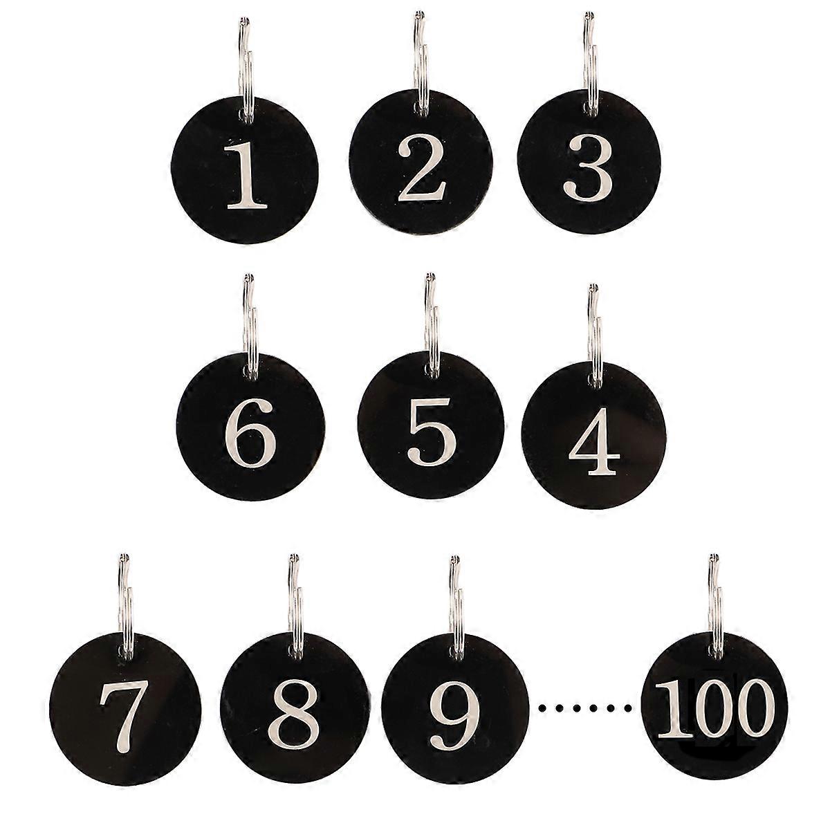 Number Tag Rings Acrylic Round Style for Hotel Use with 200Pcs