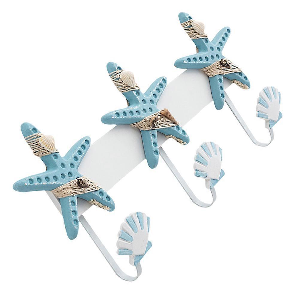Sturdy 2Pcs Rectangular Coat Hanger With Hooks Made Of MDF And Iron Ideal For Home And Office Decoration In Blue Color