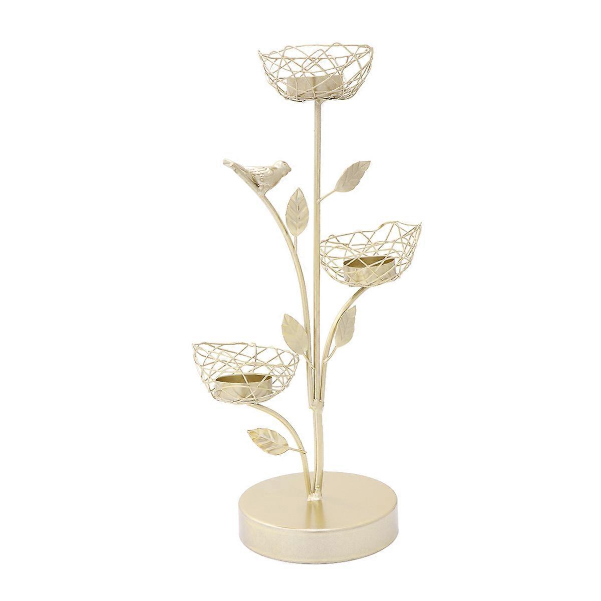 Golden Iron Base Candlestick for Holding Candle 2Pcs Tree Branch Shape Holder