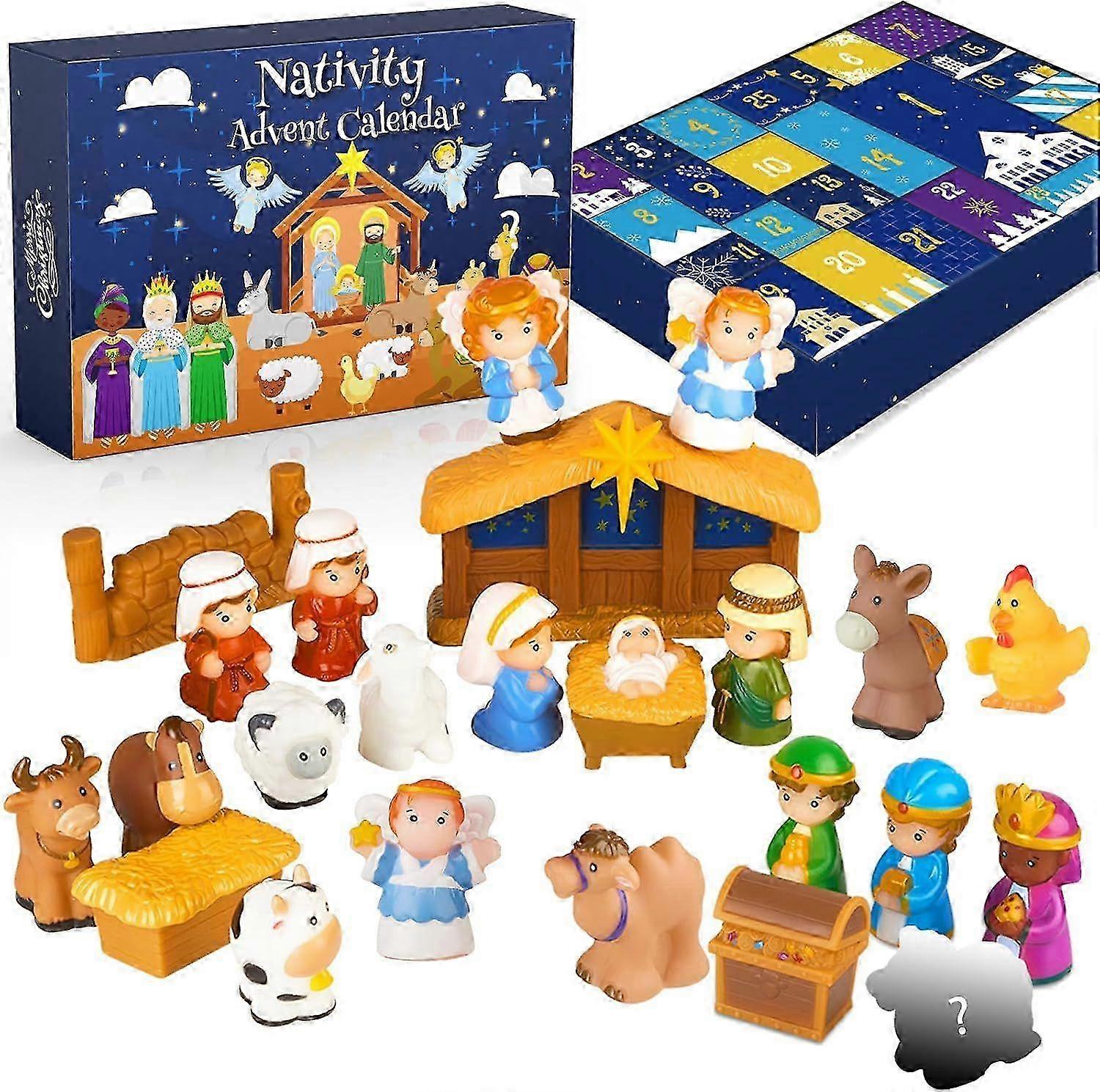Nativity Advent Calendar 2025 Kids, Christmas Story Nativity Playset Christian Advent Calendar for Toddlers, Kids, Boys, Girls, 25pcs Nativity Scene S