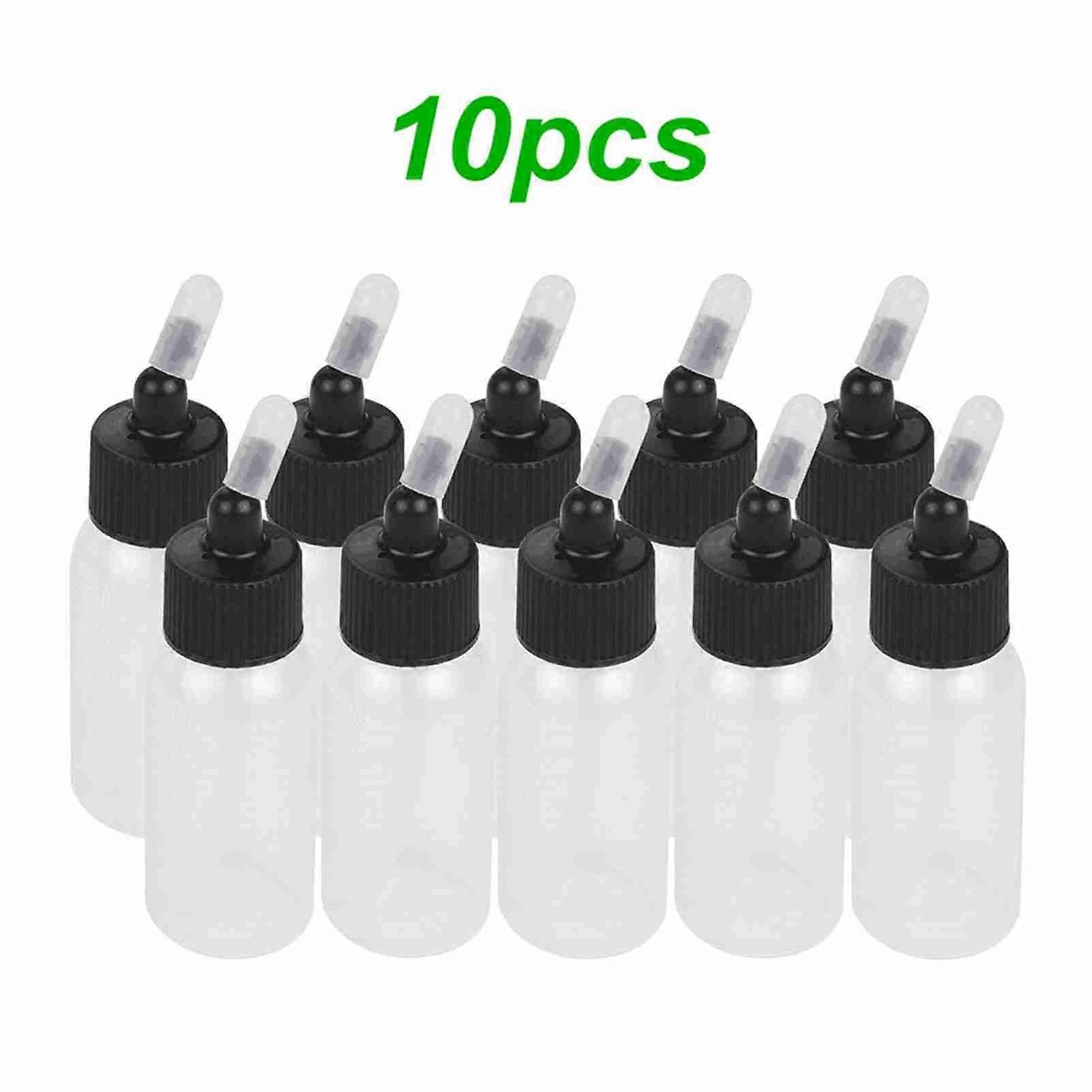 Box of 10-each 1.2-Ounce(35cc) Airbrush Paint Bottles Jars Pots with Lid Adapter Cap Dual-Action Siphon Feed Air Brush Airbrushing Accessories Compati