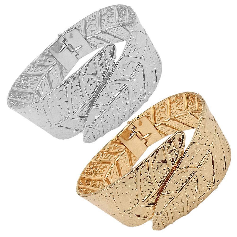 Metal Leaf Bracelets Open Adjustable Bangles for Women