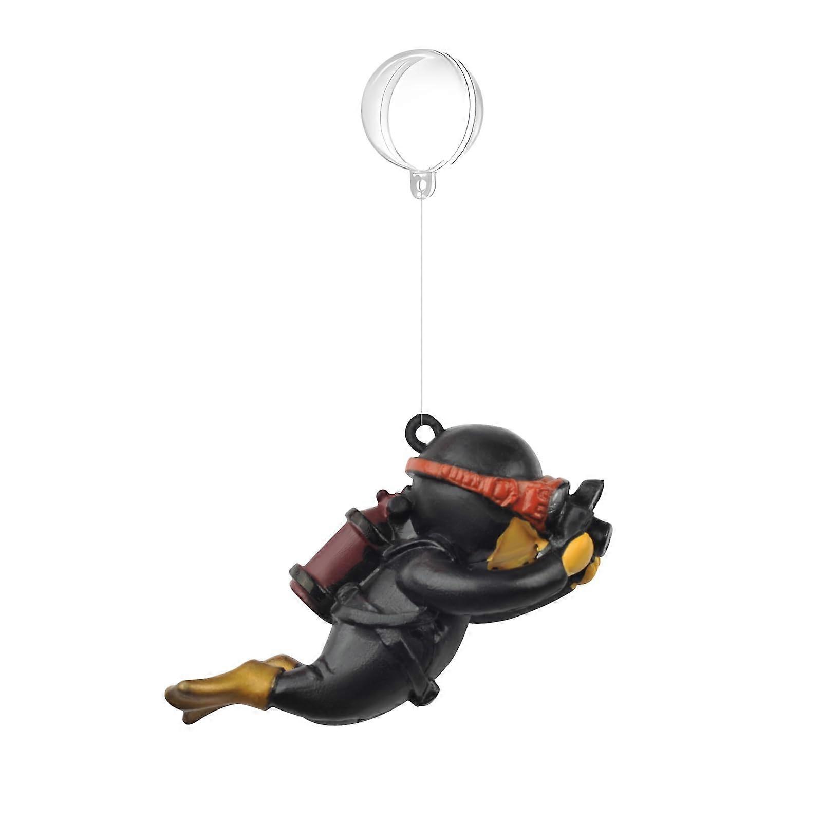 Lovely Floating Diver Fish Tank Decorations with Floating Device for Accessories, All Kinds of Fish Tanks, Black