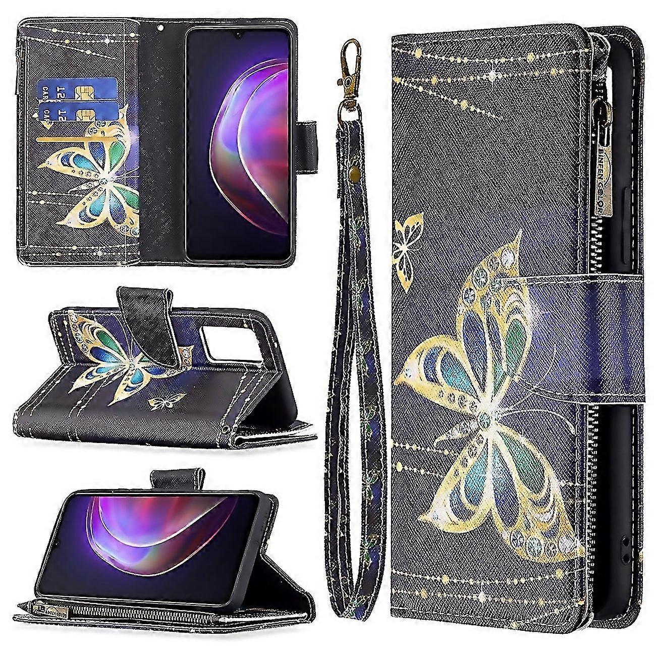 For Vivo V21 Colored Drawing Pattern Zipper Horizontal Flip Leather Case With Holder Card Slots Wall