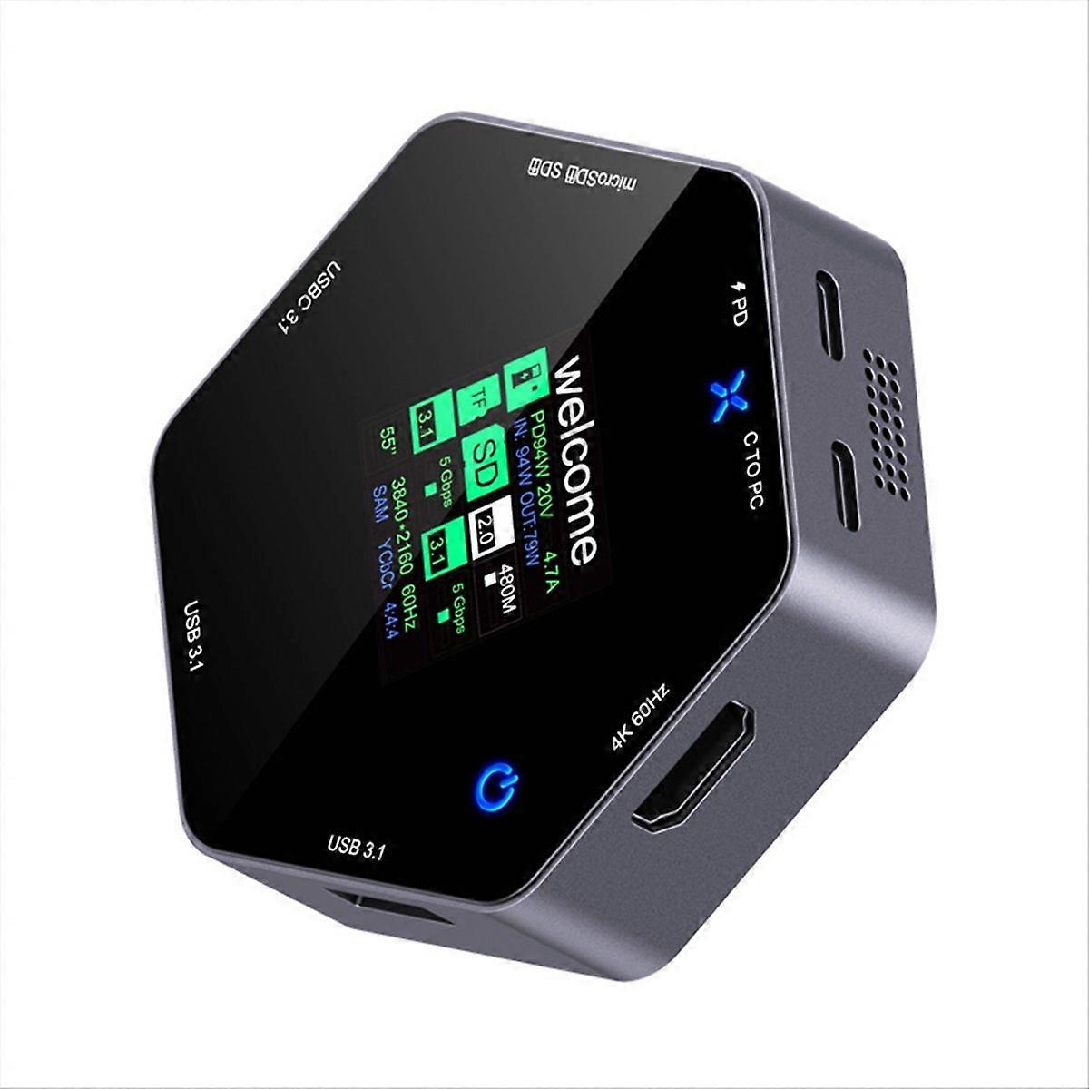 Acht in één dockingstation Type C Smart Display 4K 60HZ Multi Port Hub Splitter USB 3.1 TF SD-kaartlezer USB-extender