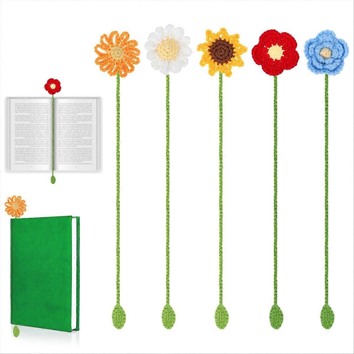 5 PCS Crochet Bookmarks Crochet Bookmarks Flowers Kit
