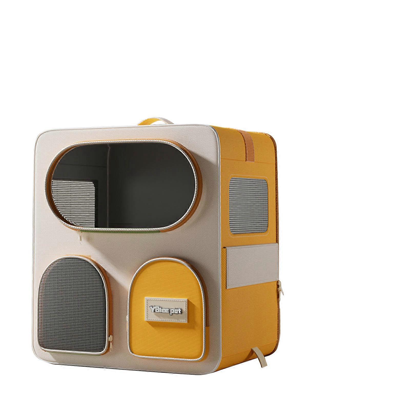 Airline Accepted Puss Shipper Pack Permanent University Fabric With Clear Window Multiple Addition Pouches 22lbs Pet Weight Capacity  Yellow