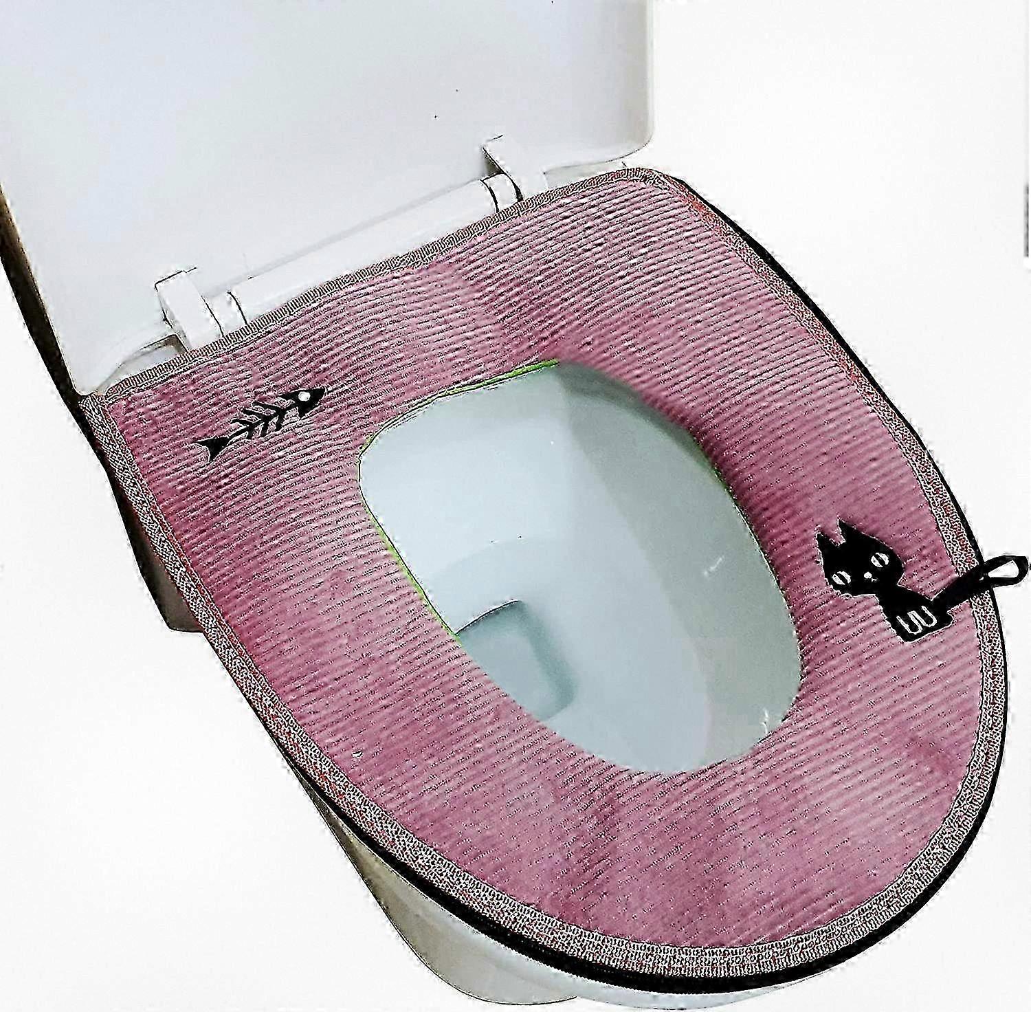 Soft and Thicker Warmer Toilet Seat Cover Cushion for Adults 43 x 37cm, Home Decoration Pink Toilet Seat Cover Cushions������ĳƷ��