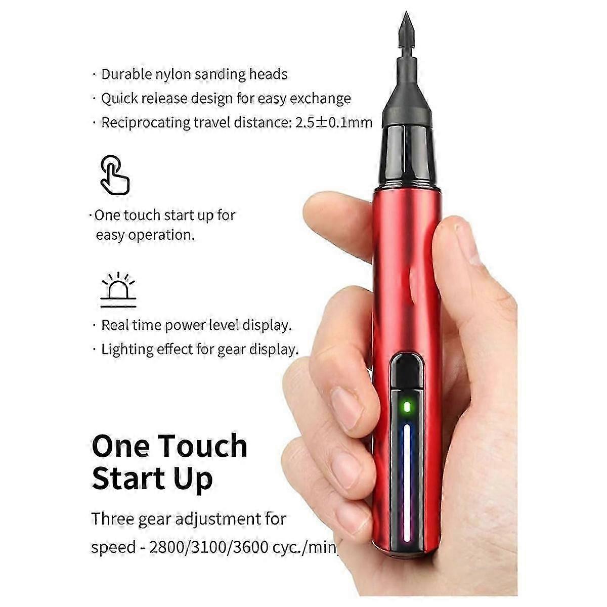 Reciprocating Sander, Rechargeable Sanding Pen with 8 Sanding Heads