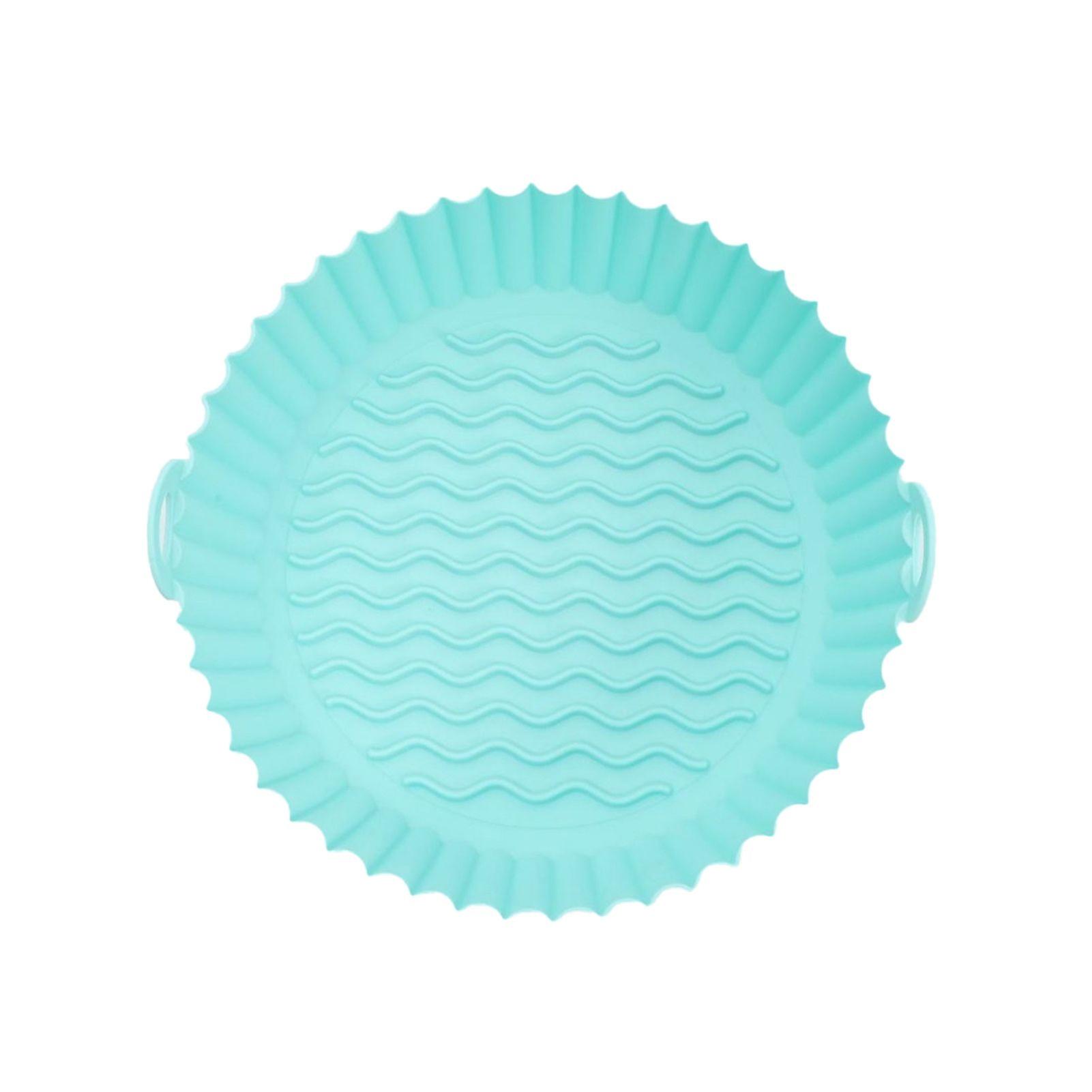 Silicone Air Fryer Liner with Handles Round Foldable Mats for Baking Frying Steaming Food-Grade Non-Stick Heat-Resistant Baking Tray