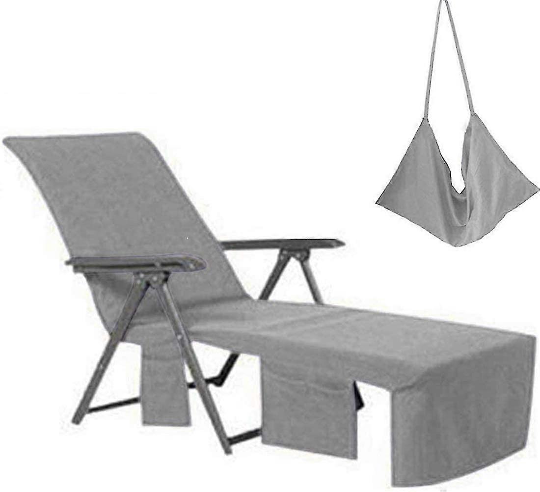 Lenestol Deksel Microfiber Beach Håndkle-grå
