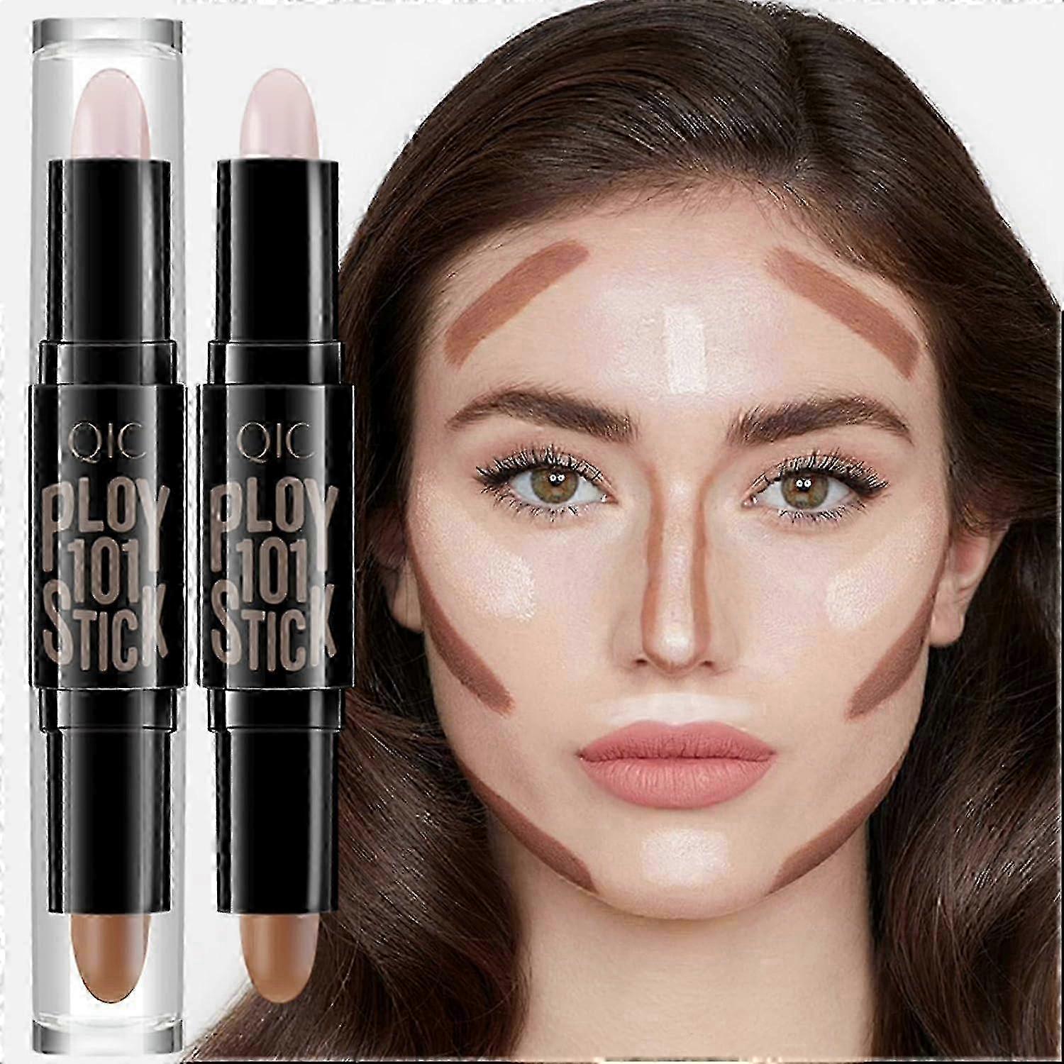 Highlight Contour Stick,2 in 1 Makeup Shading Stick,Face Highlighters Sticks,Concealer Contour Highlighter Stick