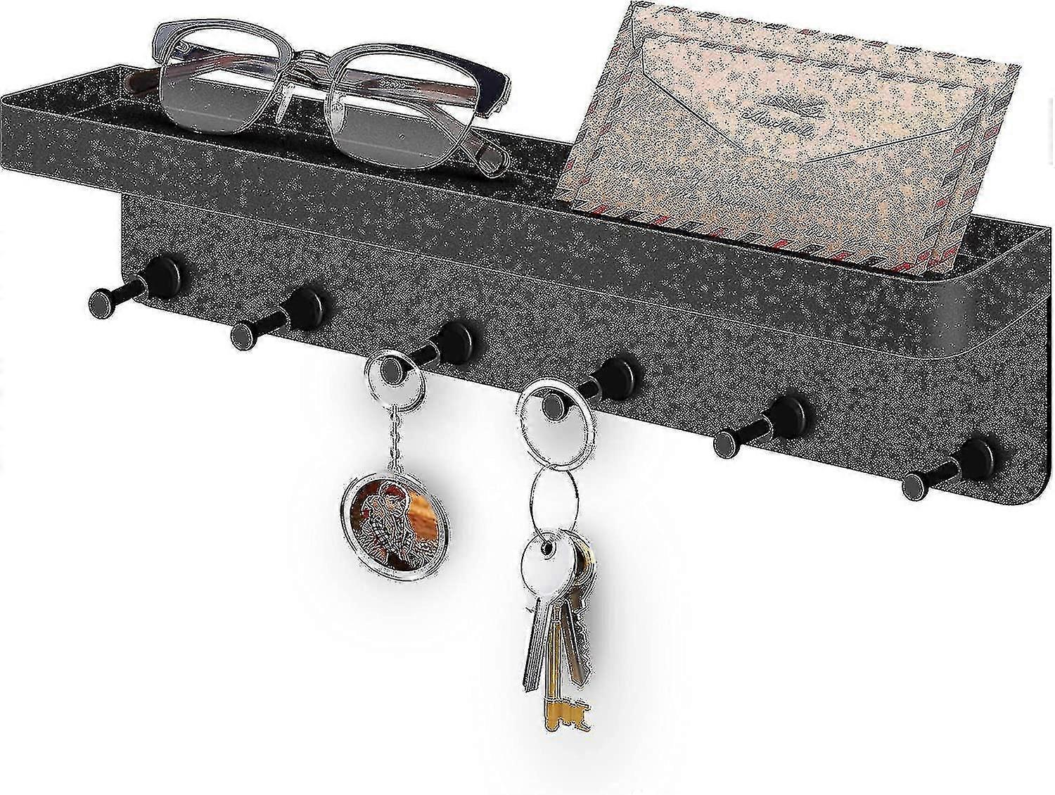 Key Rack With Shelf, Modern Key Holder Wall, 6 Hooks Self-Adhesive Key Hanger Key Key Bar