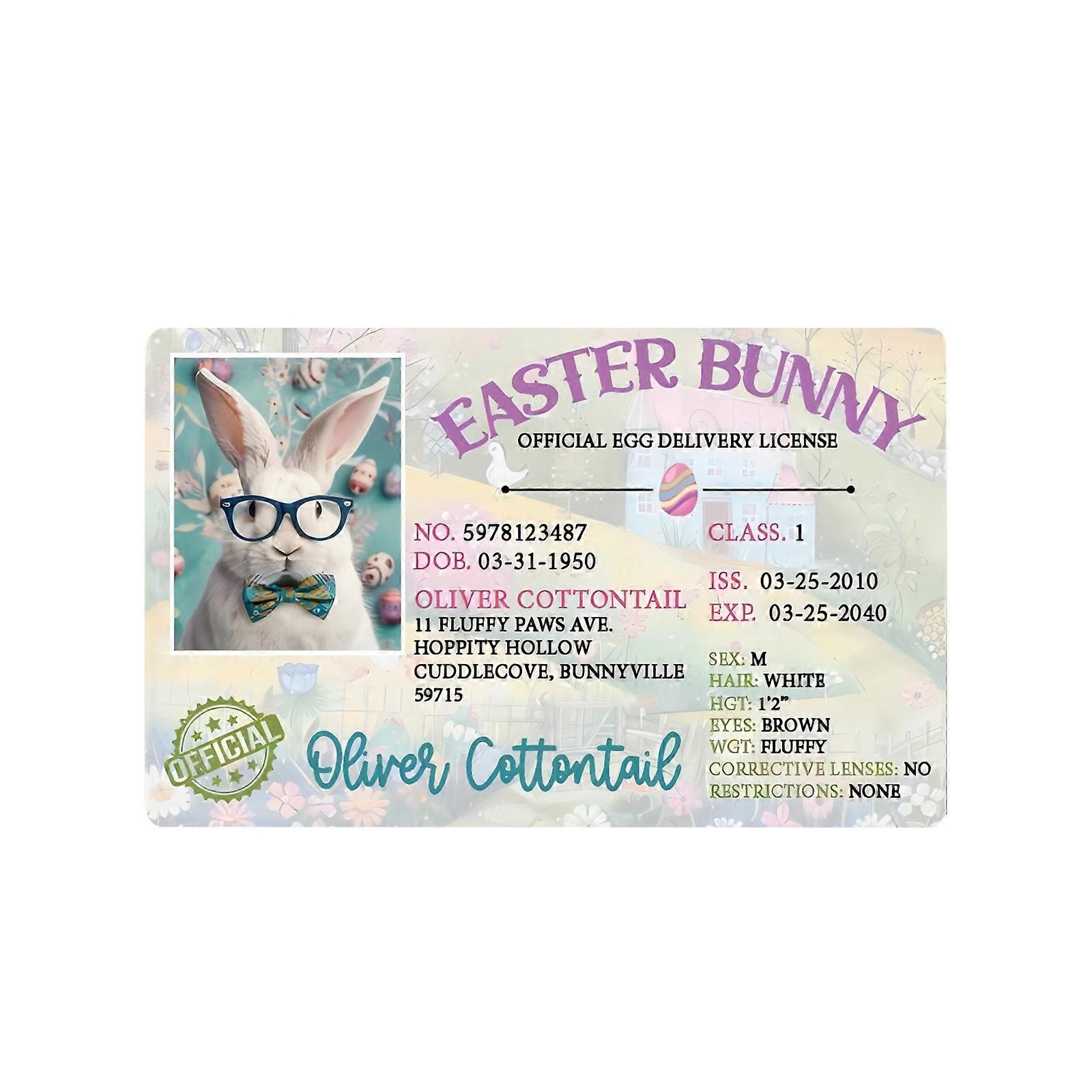 Easter Bunny Lost Driver's License Plastic Cartoon Rabbit ID Card Pass Easter Gift