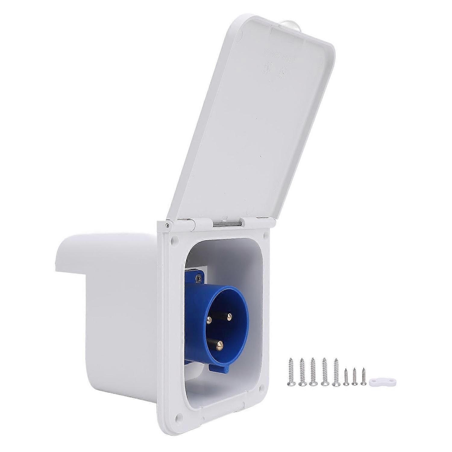 RV Power Inlet Socket 3 Pin 32A Flush Mount Water Resistant Shore Power Receptacle for Motorhome Tra