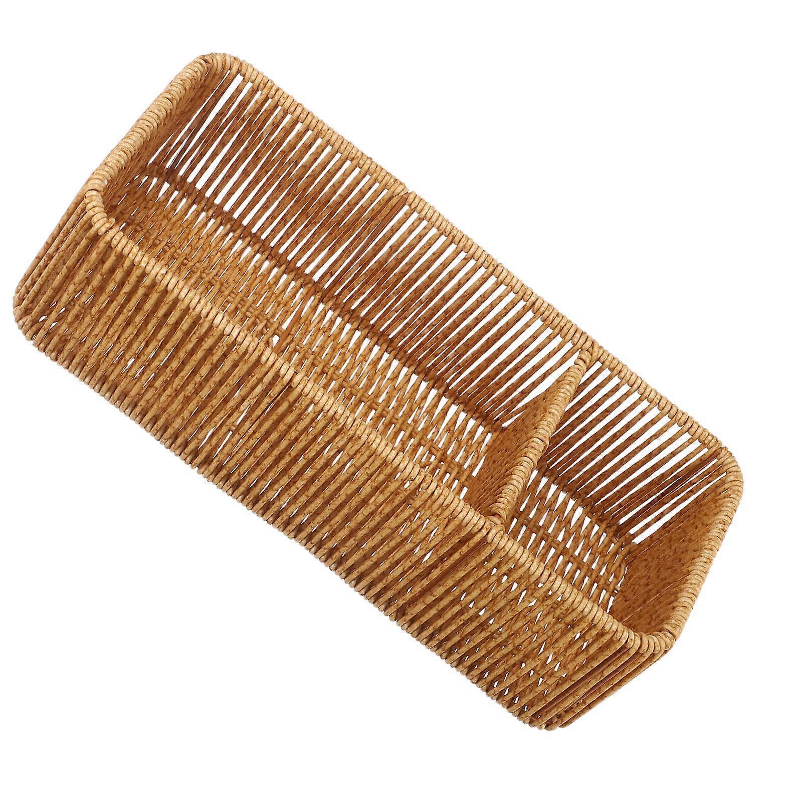 Plastic Toilet Paper Holder Basket with Multi-Section Compartments for Storage Use