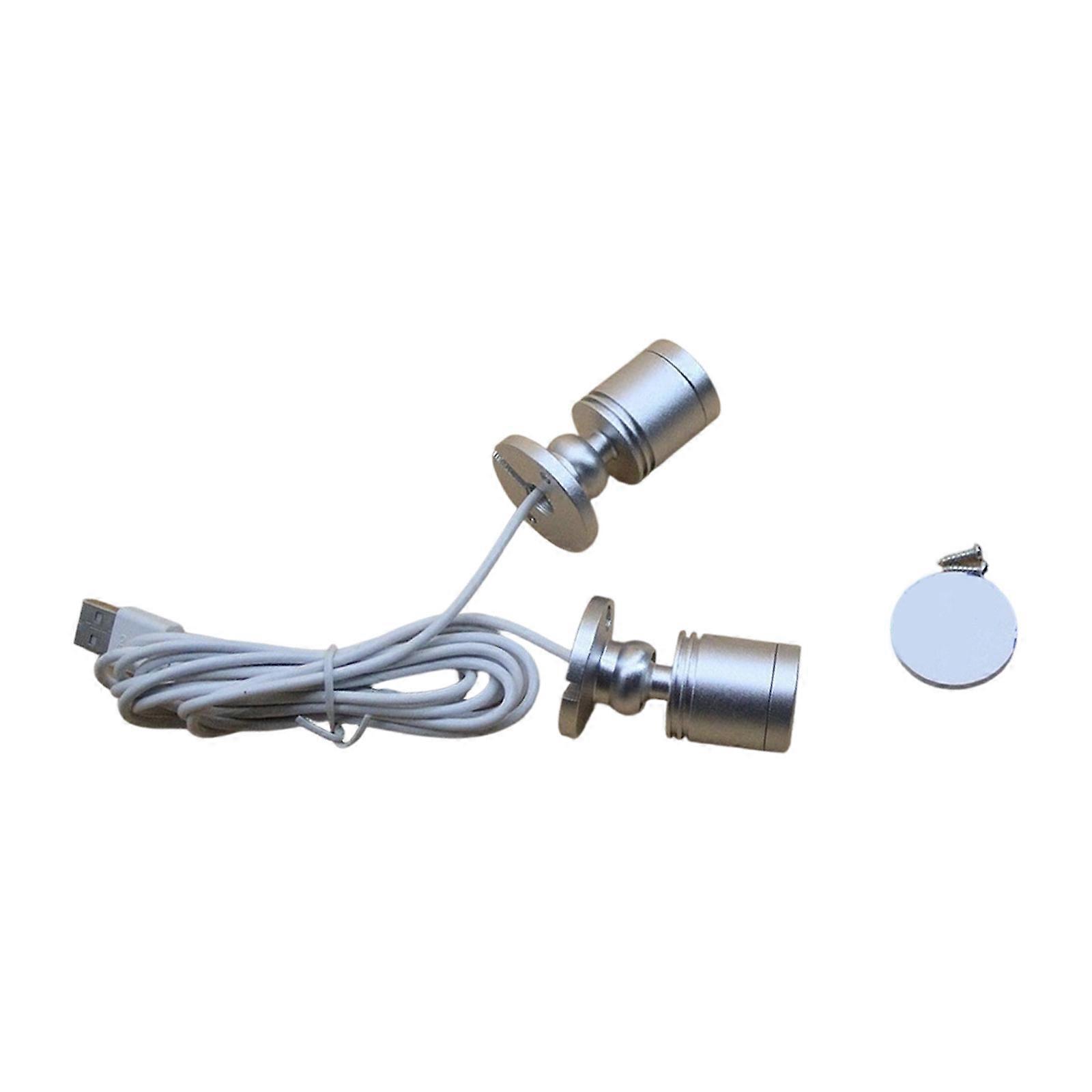 Dimmable USB Rechargeable Black LED Highlight 360 Turn Plan For Cabinet Bookcase Toy Display Lighting  silver