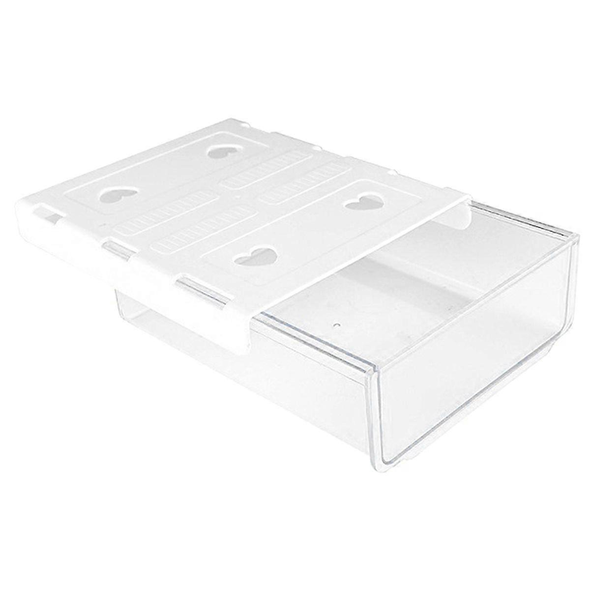 2pcs Drawer Style Storage Box Hidden Non Perforated Drawer Box Office Desk Bottom Adhesive Transpare