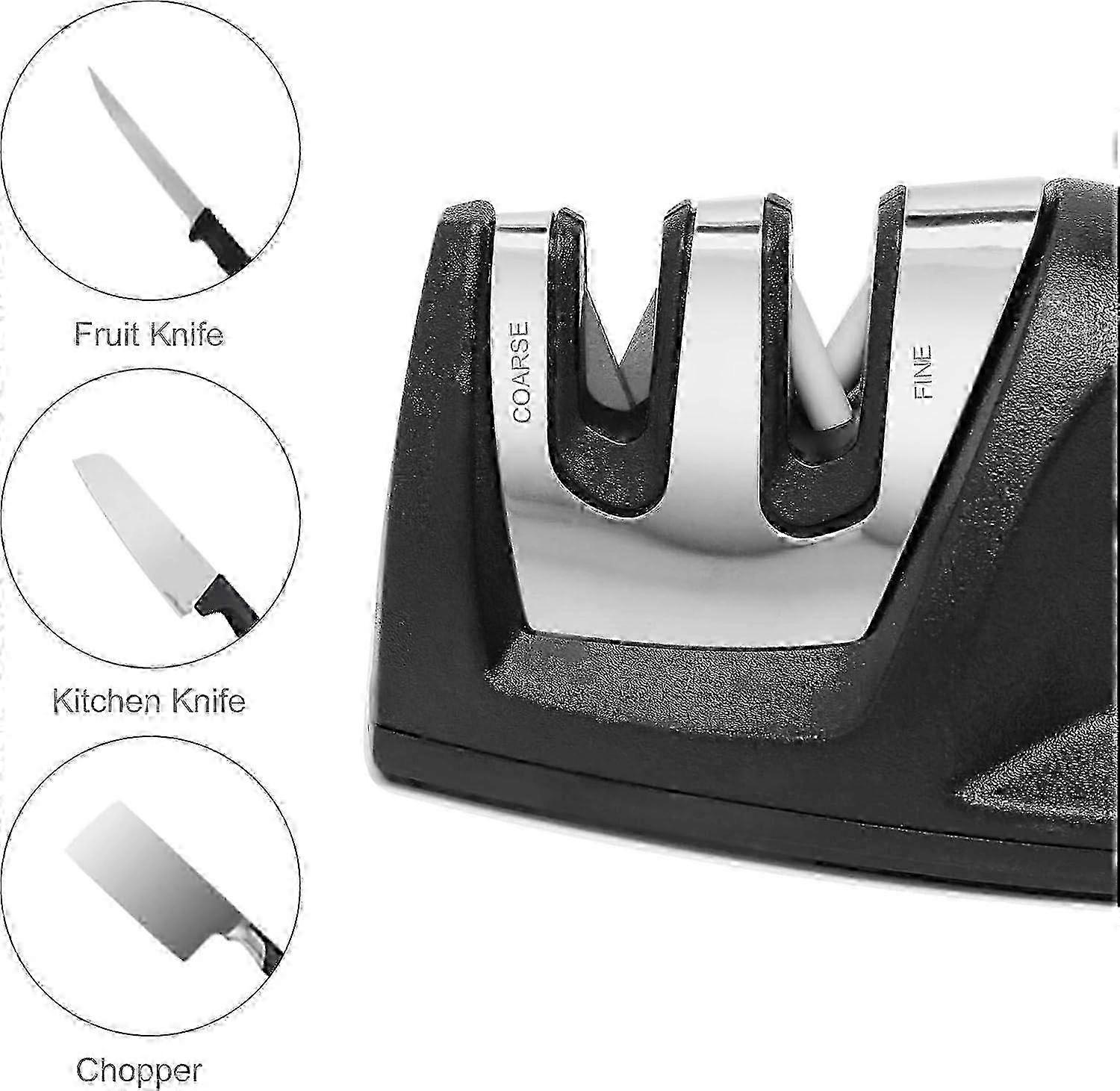2-Stage Kitchen Knife Sharpener, Coarse & Fine Slots for Optimal Edge Maintenance