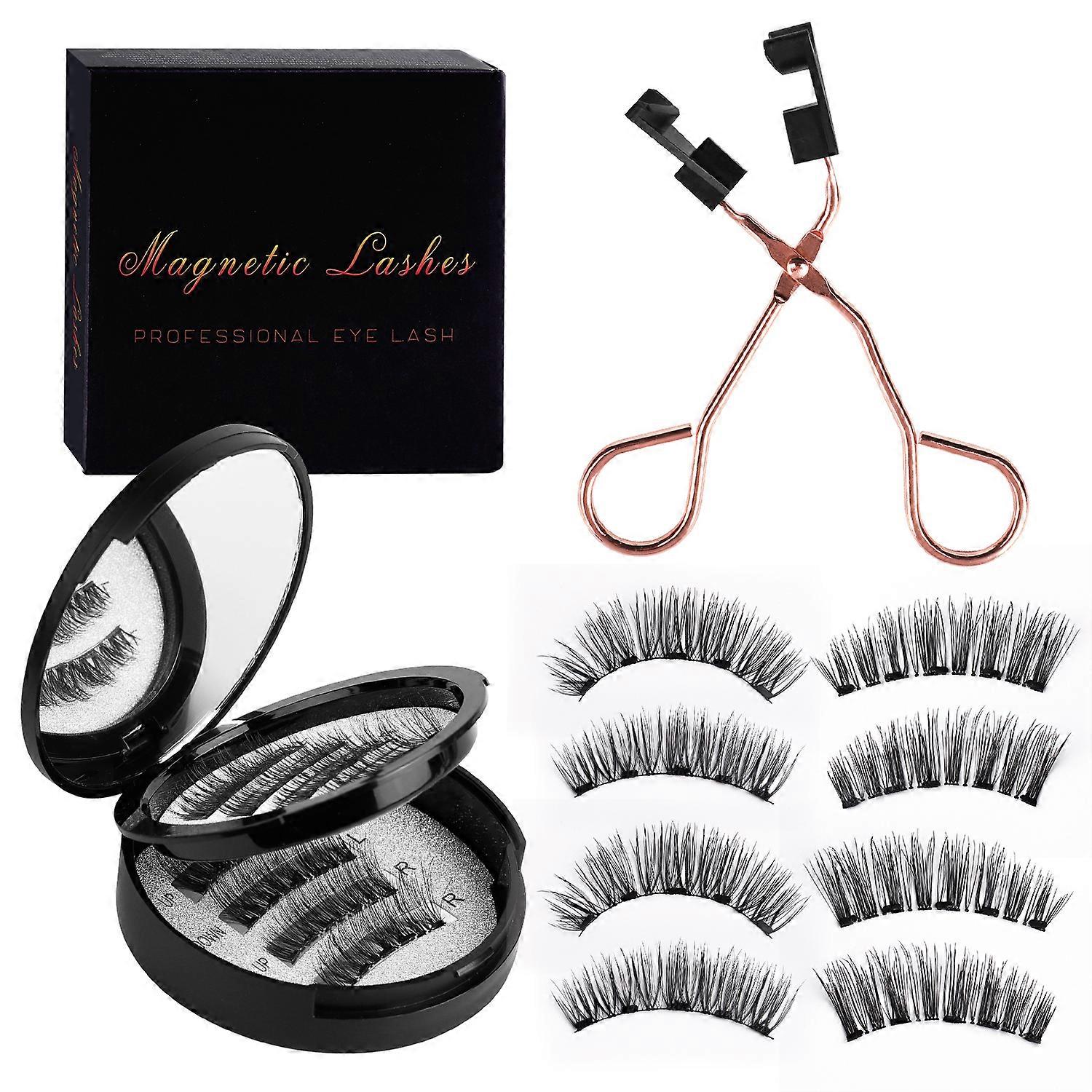 Double-layer magnetic adhesive false eyelashes, 2 pairs, 5D non-adhesive thick type, whole-piece design, reusable
