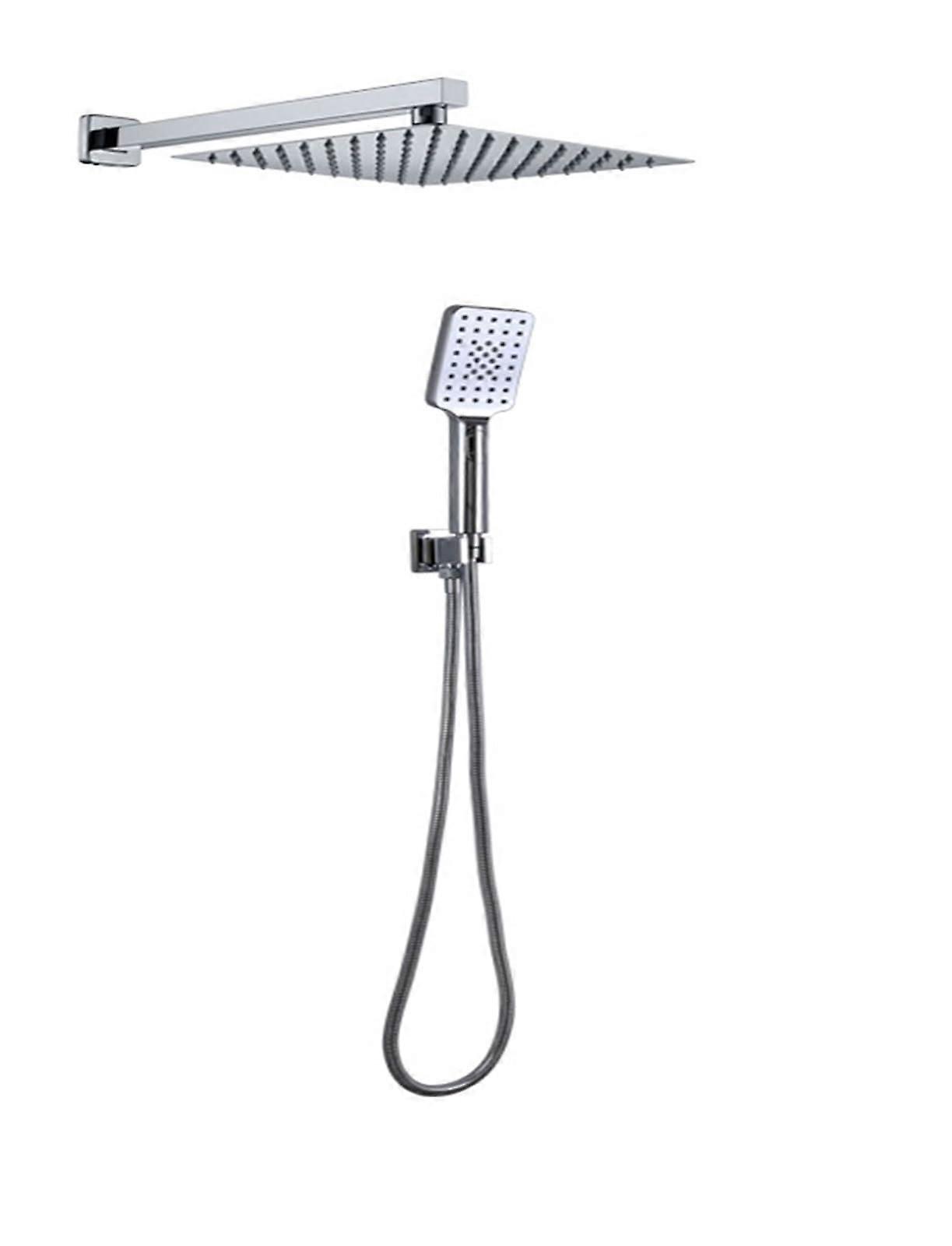 Overhead Rainfall Shower Set with 12 Inch Ultra Thin Head, 3 Function Handheld, Chrome Finish