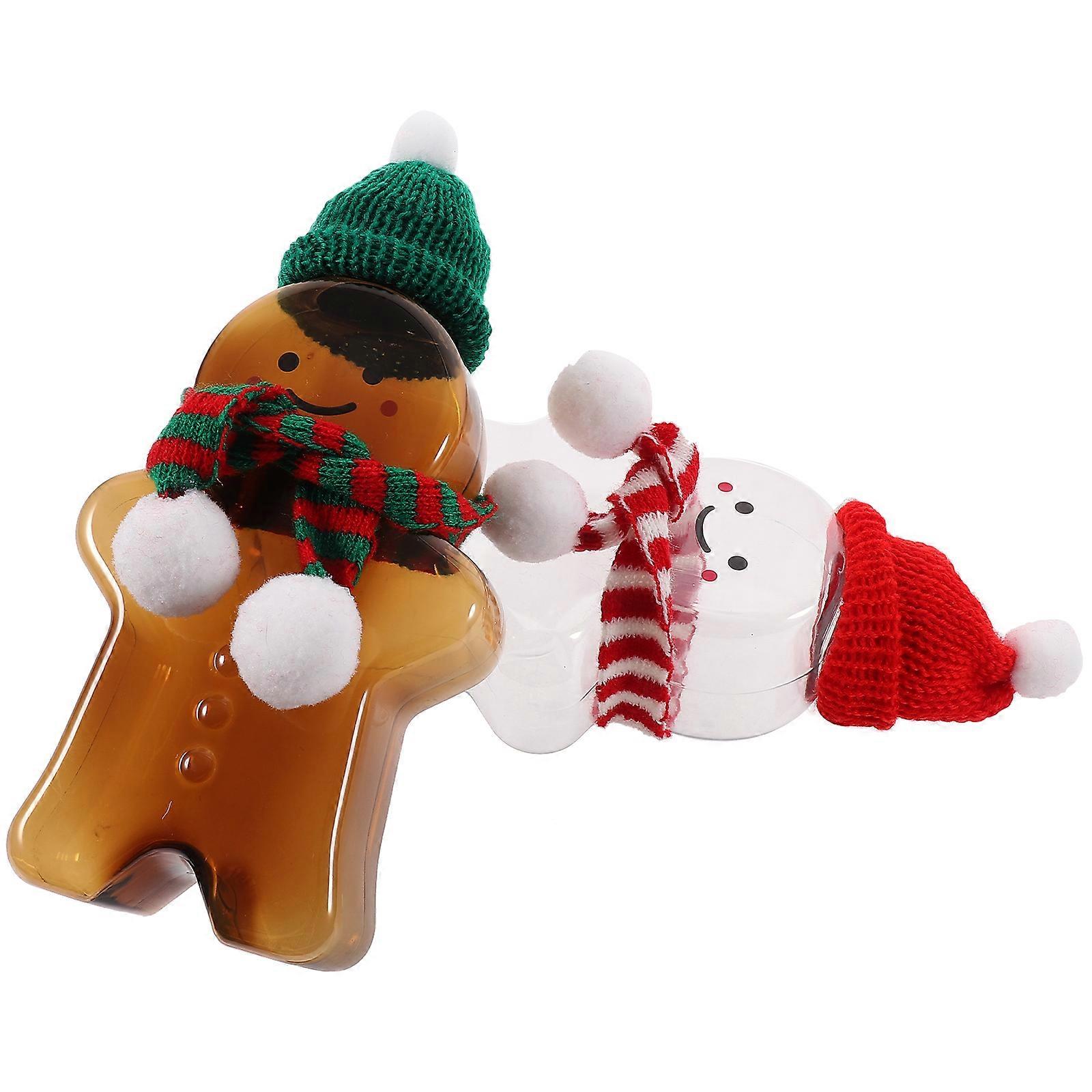 Christmas Candy Cookie Jars 2 Sets Gingerbread Man Shape Assorted Color Storage Sealed Lid Containers
