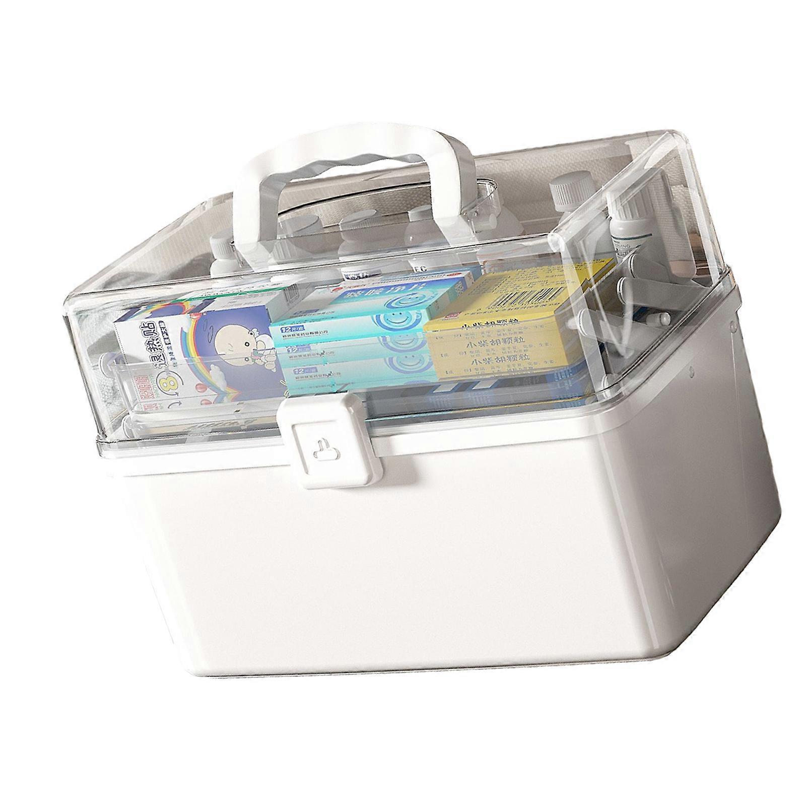 Family Medicine Storage Box With PP Materials Multiple Layer Compartments For Quick Access Sealed Moisture Proof  XL White