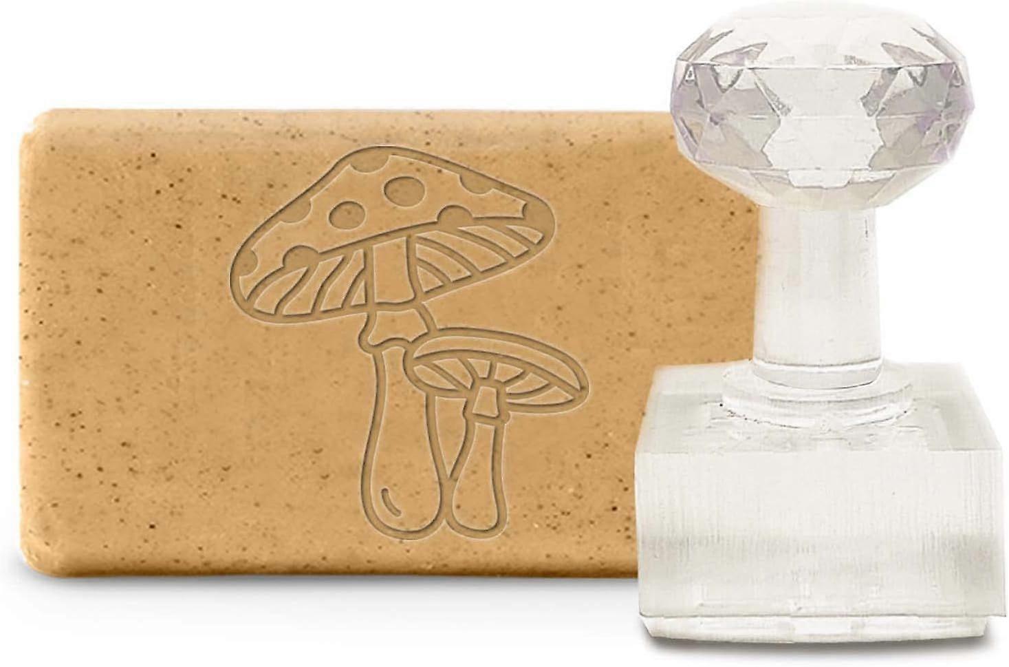 Acrylic Soap Stamp Mushroom Handmade Soap Chapter Imprint Embossing with Handle Embossing for Clay Cookie Pottery Stamp Biscuits Gummier DIY Arts Craf