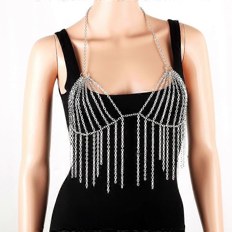 Classic Silver Body Chain Bra Harness Sexy Bikini Tassels Belly Chain Necklace Beach Jewelry