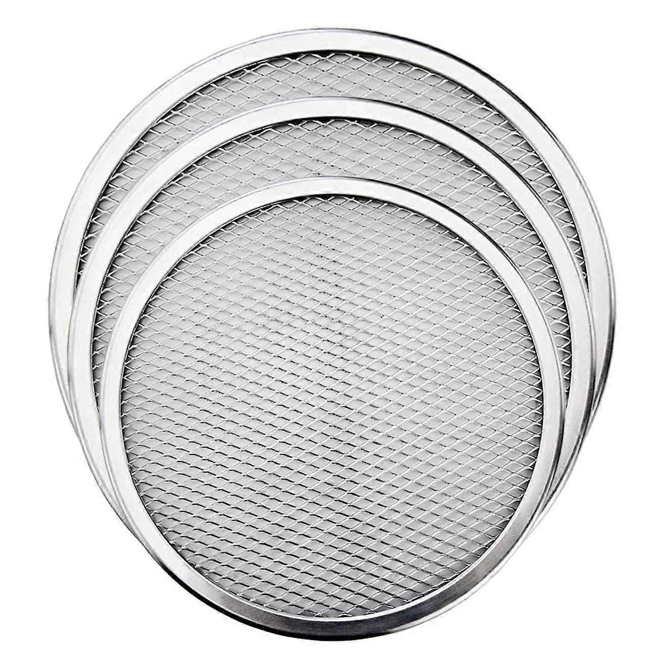 Pizza Screen Set of 3 Aluminum Alloy Non Stick Mesh Baking Tray for Oven BBQ 10 12 14 Inch