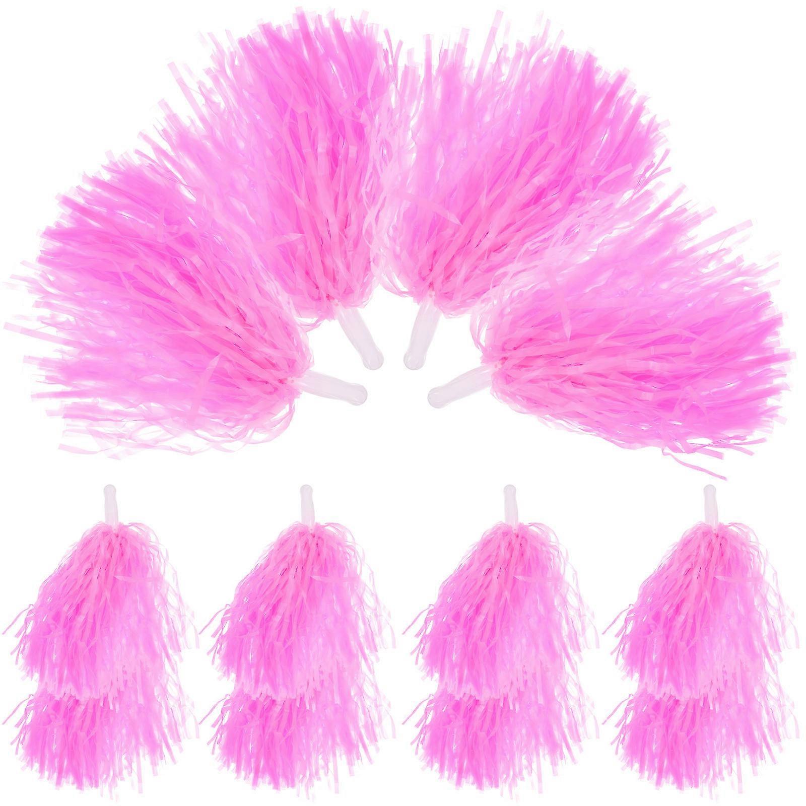 Pink Pom Poms Cheering Squad Plastic Pompoms for Performance 48Pcs
