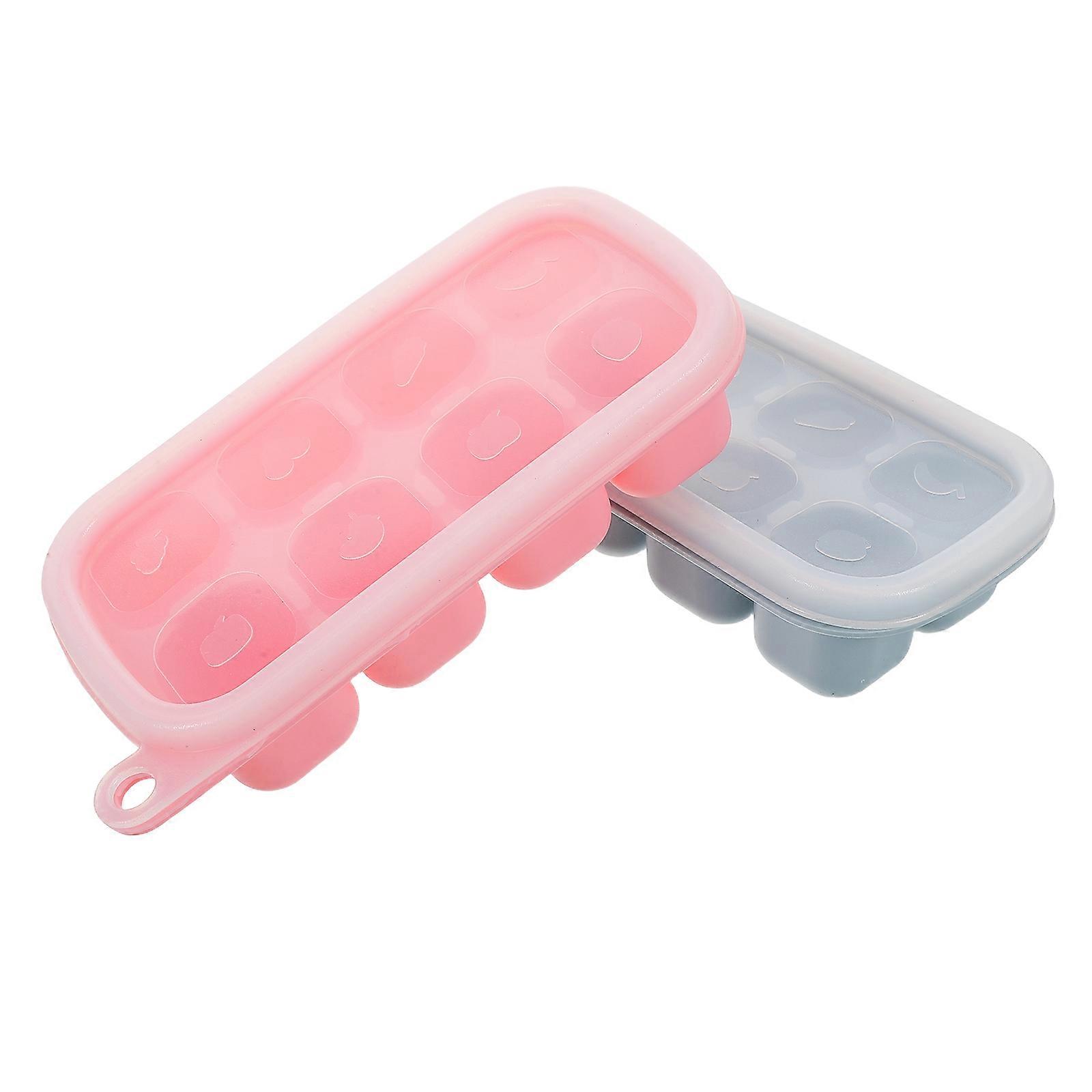 Reusable Ice Tray Silicone Freezer Trays With Lid For Home Rectangular Compact Design 2Pcs