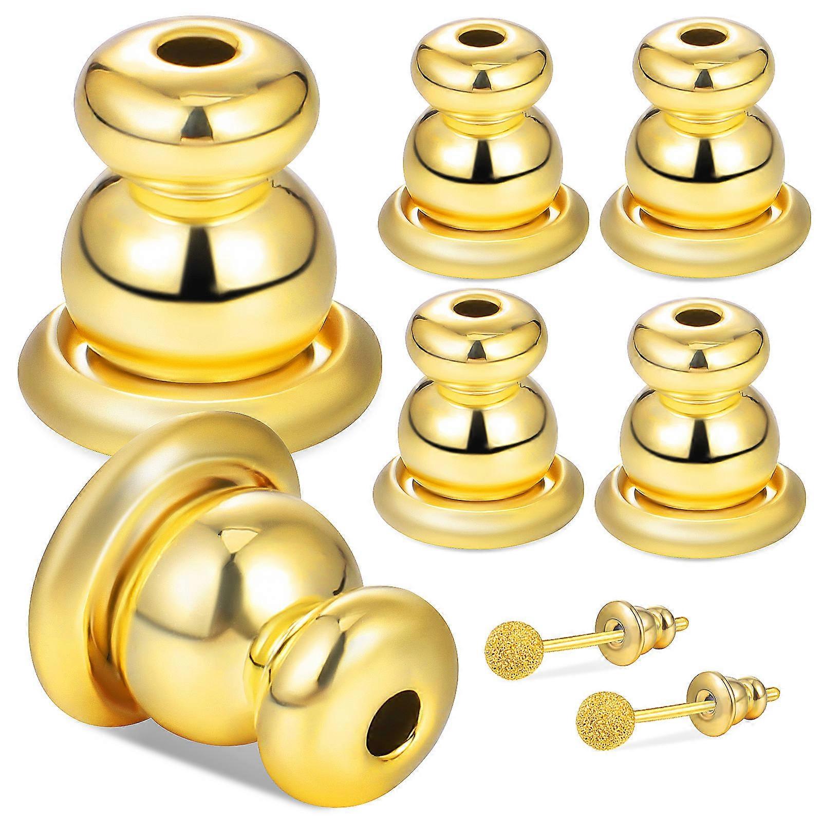 Metal Earring Backs for Studs Locking Secure Hold 3Pairs Golden Color