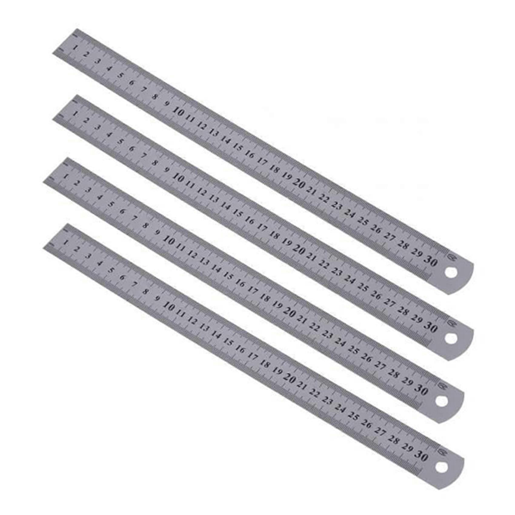 4X Stainless Steel Ruler Measure Metric Function 30cm 12Inch